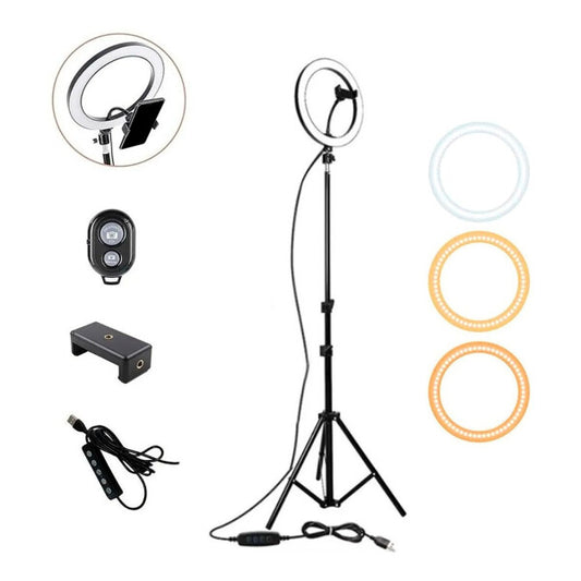 Aro De Luz Led 26 Cm Con Tripode 2.1 M